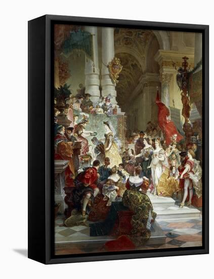 Goddess Minerva Awarding Prizes to the Arts, 1884-Giuseppe Mancinelli-Framed Stretched Canvas