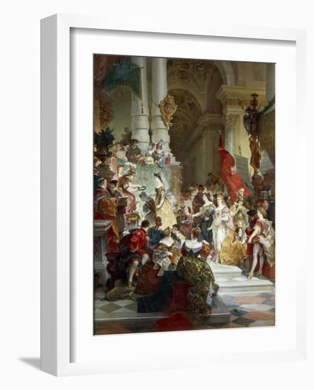 Goddess Minerva Awarding Prizes to the Arts, 1884-Giuseppe Mancinelli-Framed Giclee Print