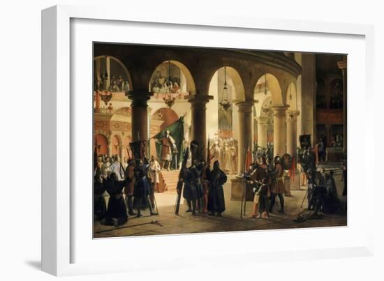 Godefroy De Bouillon Deposits in the Church of the Holy Sepulchre the Trophies of Ascalon-François Marius Granet-Framed Giclee Print