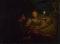 A Candlelight Scene, a Man Offering a Gold Chain and Coins to a Girl Seated on a Bed, Ca. 1665-1667-Godfried Cornelisz Schalcken-Laminated Giclee Print