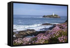 Godrevy Island and Lighthouse from Gwithian Thrift-null-Framed Stretched Canvas