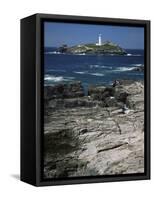 Godrevy Island Lighthouse, Near St. Ives, North Coast, Cornwall, England, United Kingdom-Duncan Maxwell-Framed Stretched Canvas