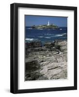 Godrevy Island Lighthouse, Near St. Ives, North Coast, Cornwall, England, United Kingdom-Duncan Maxwell-Framed Premium Photographic Print