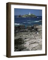 Godrevy Island Lighthouse, Near St. Ives, North Coast, Cornwall, England, United Kingdom-Duncan Maxwell-Framed Photographic Print