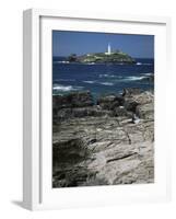 Godrevy Island Lighthouse, Near St. Ives, North Coast, Cornwall, England, United Kingdom-Duncan Maxwell-Framed Photographic Print