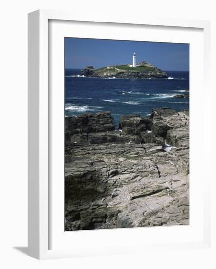 Godrevy Island Lighthouse, Near St. Ives, North Coast, Cornwall, England, United Kingdom-Duncan Maxwell-Framed Photographic Print