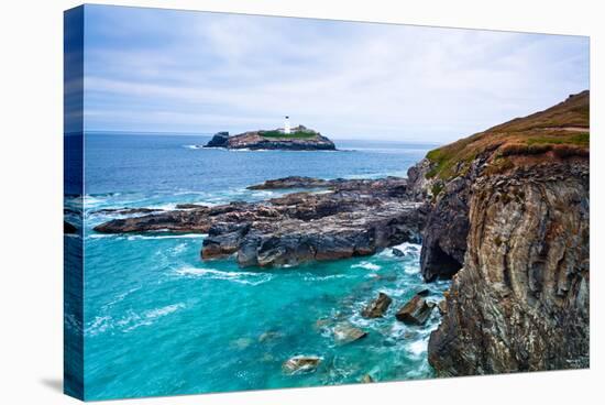 Godrevy Lighthouse, Cornwall, England, United Kingdom, Europe-Kav Dadfar-Stretched Canvas