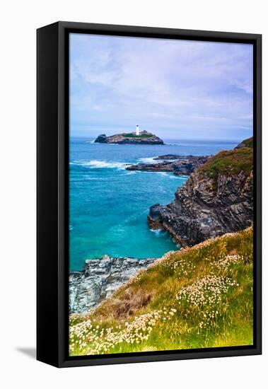 Godrevy Lighthouse, Cornwall, England, United Kingdom, Europe-Kav Dadfar-Framed Stretched Canvas