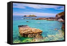 Godrevy Lighthouse, Cornwall, England, United Kingdom, Europe-Kav Dadfar-Framed Stretched Canvas