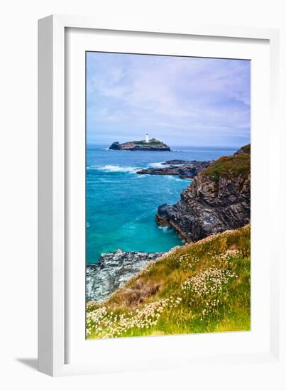 Godrevy Lighthouse, Cornwall, England, United Kingdom, Europe-Kav Dadfar-Framed Photographic Print