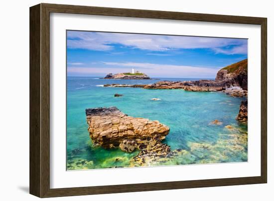 Godrevy Lighthouse, Cornwall, England, United Kingdom, Europe-Kav Dadfar-Framed Photographic Print