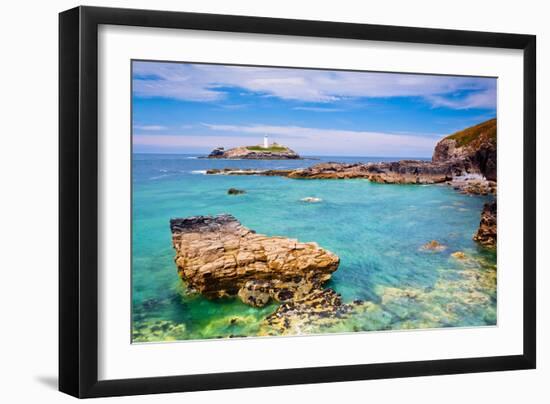 Godrevy Lighthouse, Cornwall, England, United Kingdom, Europe-Kav Dadfar-Framed Photographic Print