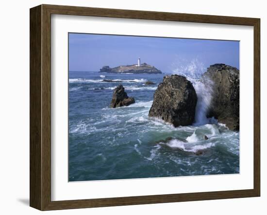 Godrevy Point Lighthouse, Cornwall, England, United Kingdom, Europe-Rainford Roy-Framed Photographic Print