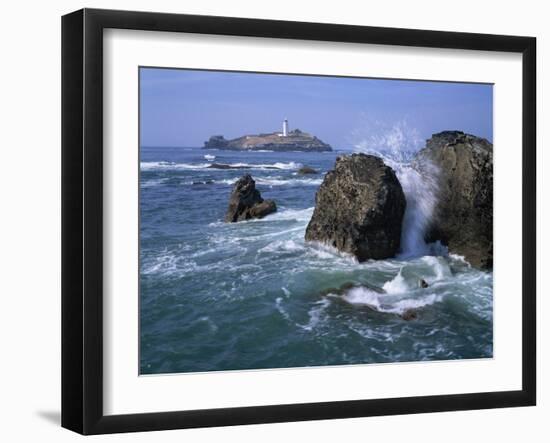 Godrevy Point Lighthouse, Cornwall, England, United Kingdom, Europe-Rainford Roy-Framed Photographic Print