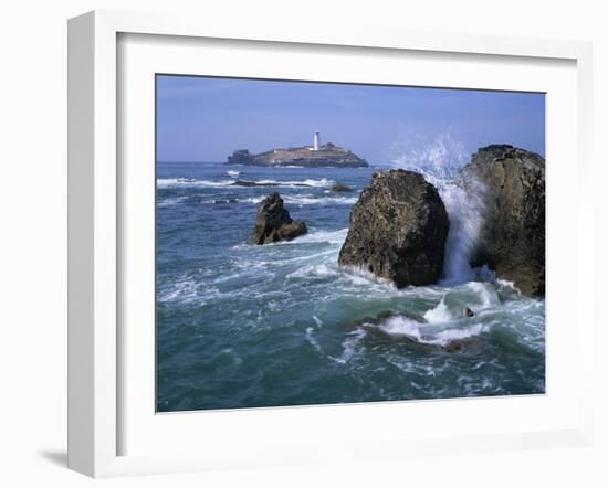 Godrevy Point Lighthouse, Cornwall, England, United Kingdom, Europe-Rainford Roy-Framed Photographic Print