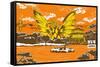 Godzilla - Ghidorah-Trends International-Framed Stretched Canvas