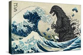 Godzilla - Great Wave-Trends International-Stretched Canvas
