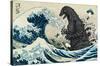 Godzilla - Great Wave-Trends International-Stretched Canvas