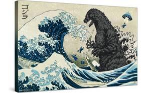 Godzilla - Great Wave-Trends International-Stretched Canvas