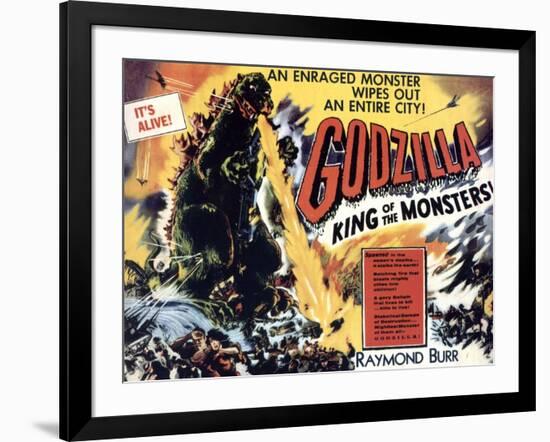 Godzilla, King of the Monsters, UK Movie Poster, 1956-null-Framed Art Print