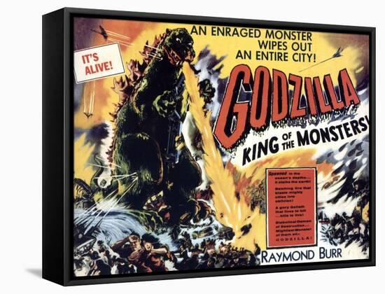 Godzilla, King of the Monsters, UK Movie Poster, 1956-null-Framed Stretched Canvas