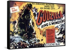 Godzilla, King of the Monsters, UK Movie Poster, 1956-null-Framed Stretched Canvas