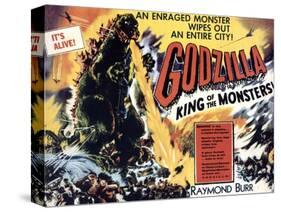 Godzilla, King of the Monsters, UK Movie Poster, 1956-null-Stretched Canvas