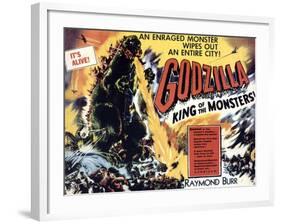 Godzilla, King of the Monsters, UK Movie Poster, 1956-null-Framed Art Print