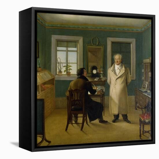 Goethe Dictating to His Clerk John, 1834-Johann Joseph Schmeller-Framed Stretched Canvas