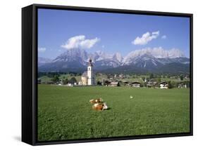 Going and Kaiser Mountains, Tirol (Tyrol), Austria-Hans Peter Merten-Framed Stretched Canvas