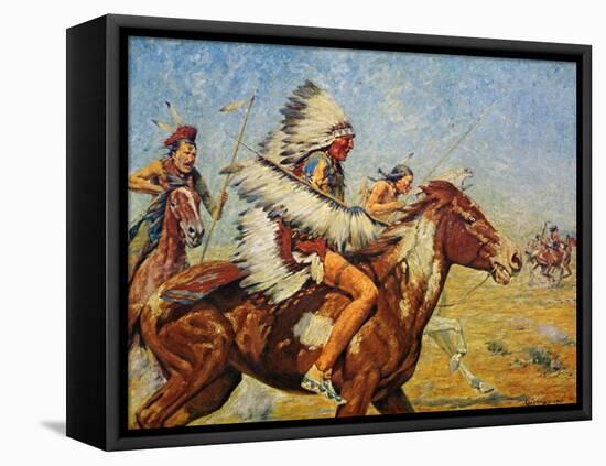 Going into Action-Charles Shreyvogel-Framed Stretched Canvas