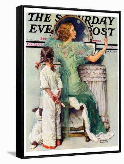 "Going Out" Saturday Evening Post Cover, October 21,1933-Norman Rockwell-Framed Stretched Canvas