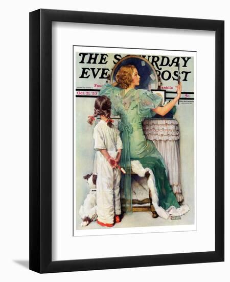 "Going Out" Saturday Evening Post Cover, October 21,1933-Norman Rockwell-Framed Premium Giclee Print