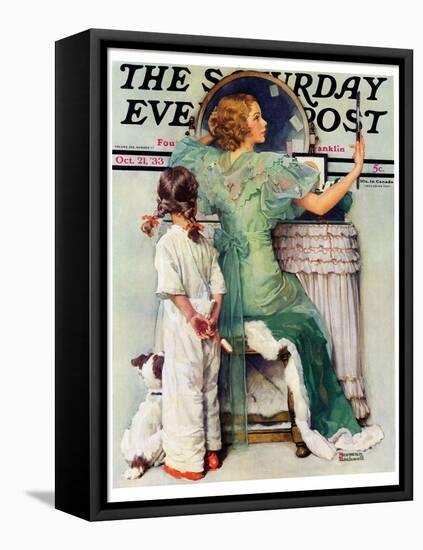 "Going Out" Saturday Evening Post Cover, October 21,1933-Norman Rockwell-Framed Stretched Canvas