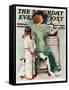 "Going Out" Saturday Evening Post Cover, October 21,1933-Norman Rockwell-Framed Stretched Canvas