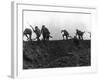 Going Over the Top, Soldiers Climbing over Trench on First Day of Battle of Somme, July 1, 1916-null-Framed Giclee Print