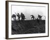 Going Over the Top, Soldiers Climbing over Trench on First Day of Battle of Somme, July 1, 1916-null-Framed Giclee Print