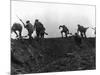 Going Over the Top, Soldiers Climbing over Trench on First Day of Battle of Somme, July 1, 1916-null-Mounted Giclee Print