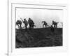 Going Over the Top, Soldiers Climbing over Trench on First Day of Battle of Somme, July 1, 1916-null-Framed Giclee Print