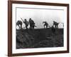 Going Over the Top, Soldiers Climbing over Trench on First Day of Battle of Somme, July 1, 1916-null-Framed Giclee Print