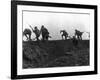 Going Over the Top, Soldiers Climbing over Trench on First Day of Battle of Somme, July 1, 1916-null-Framed Giclee Print