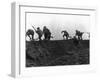 Going Over the Top, Soldiers Climbing over Trench on First Day of Battle of Somme, July 1, 1916-null-Framed Giclee Print