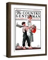 "Going Planting," Country Gentleman Cover, March 17, 1923-F. Lowenheim-Framed Giclee Print