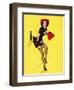 "Going Up" Retro Pin-Up Girl with Dress Caught in Elevator by Gil Elvgren-Piddix-Framed Art Print