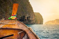 Traditional Wooden Boat in a Tropical Bay on Koh Phi Phi Island, Thailand, Asia.-goinyk-Photographic Print