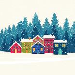 Winter Mountain Houses. Winter Landscape-gokcen gulenc-Art Print