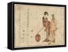 Gokuin Sen'Emon to Okuri No Onna-Katsushika Hokusai-Framed Stretched Canvas