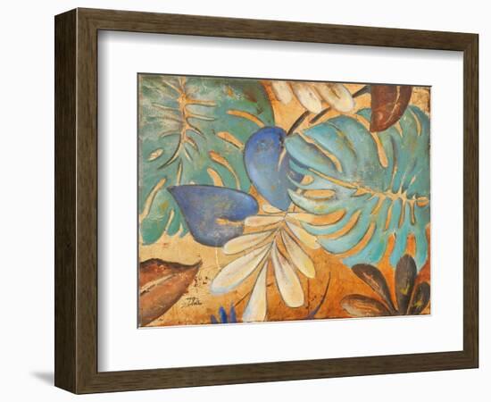 Gold and Aqua Leaves I-Patricia Pinto-Framed Art Print