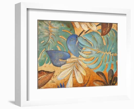 Gold and Aqua Leaves I-Patricia Pinto-Framed Art Print