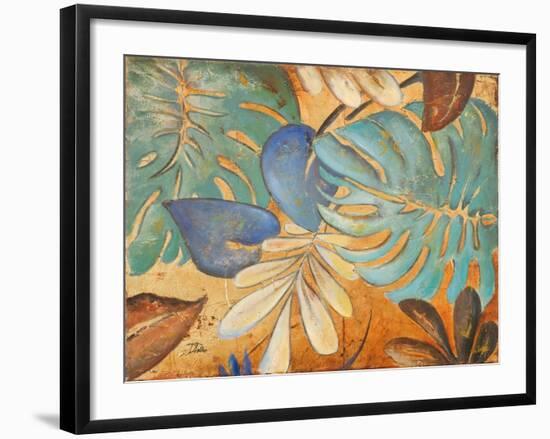 Gold and Aqua Leaves I-Patricia Pinto-Framed Art Print